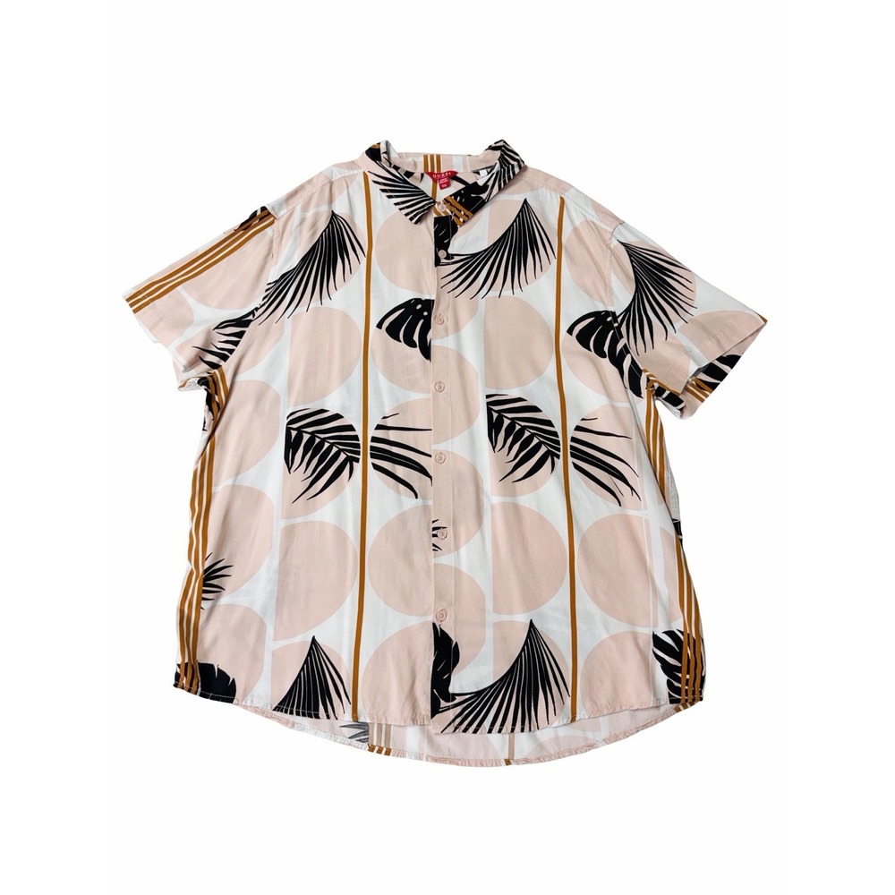 Guess Tropical Men's Button Up Shirt XXL Palm Leaf Summer Casual Beach Vacation - Picture 1 of 7